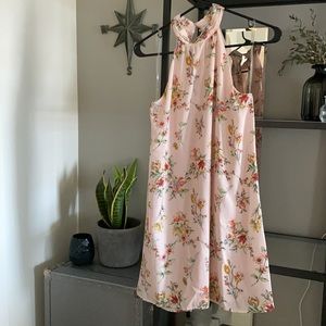 LUSH BOUTIQUE blush floral high neck dress
